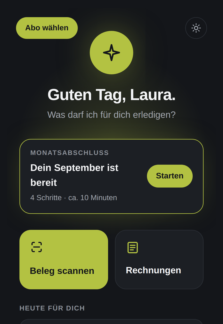 CasaFin App: Fina auf dem Startscreen