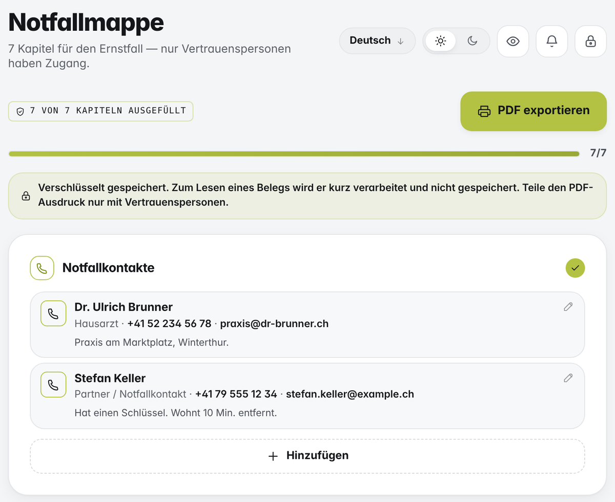 Notfallmappe